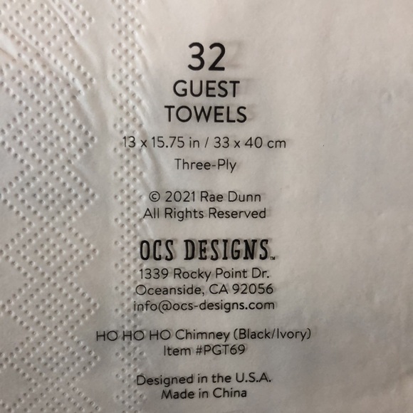 🍒3/30$.Rae Dunn HO HO HO 32 Guest Towels. - Picture 4 of 5